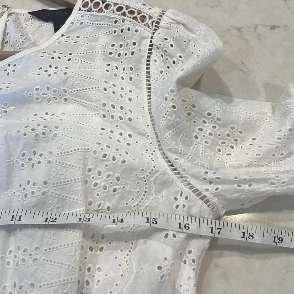 J. Crew‎ White Eyelet Cutout Long Sleeve Lined Dress Size 4